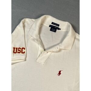 Polo Ralph Lauren black label The Skinny Polo Shirt White USC‎ Trojans Logo L